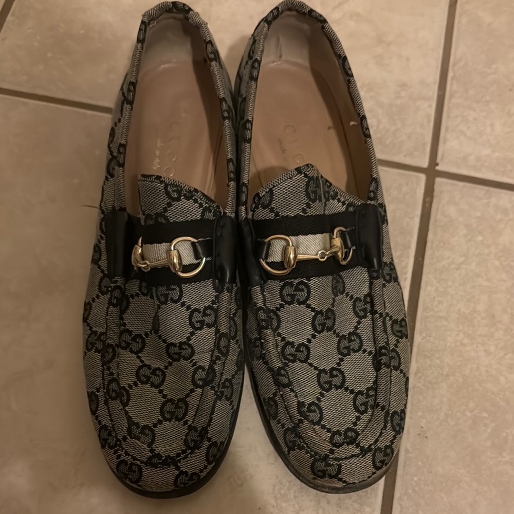 Gucci Monogram Loafers with Buckle